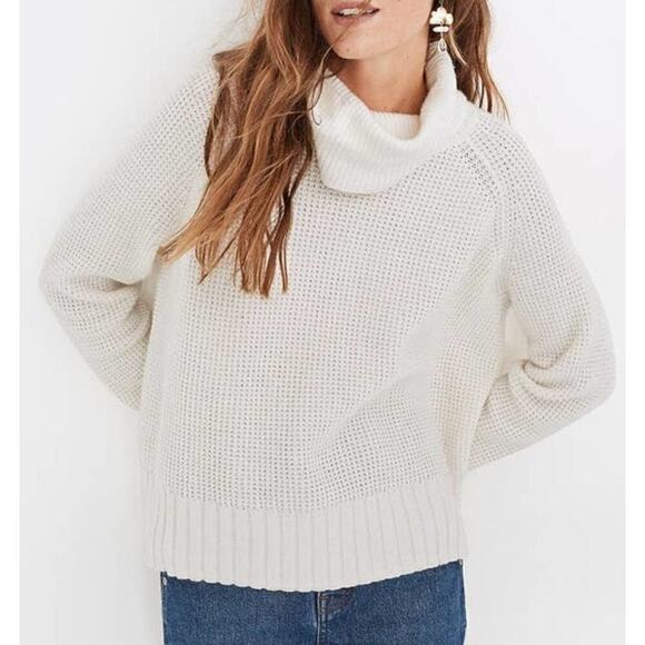 Madewell Cross-Back Sweater Eastbrook Turtleneck Breathable Ivory Size S NWT - Picture 1 of 16
